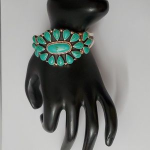 Silver Turquoise Needle Point Bracelet